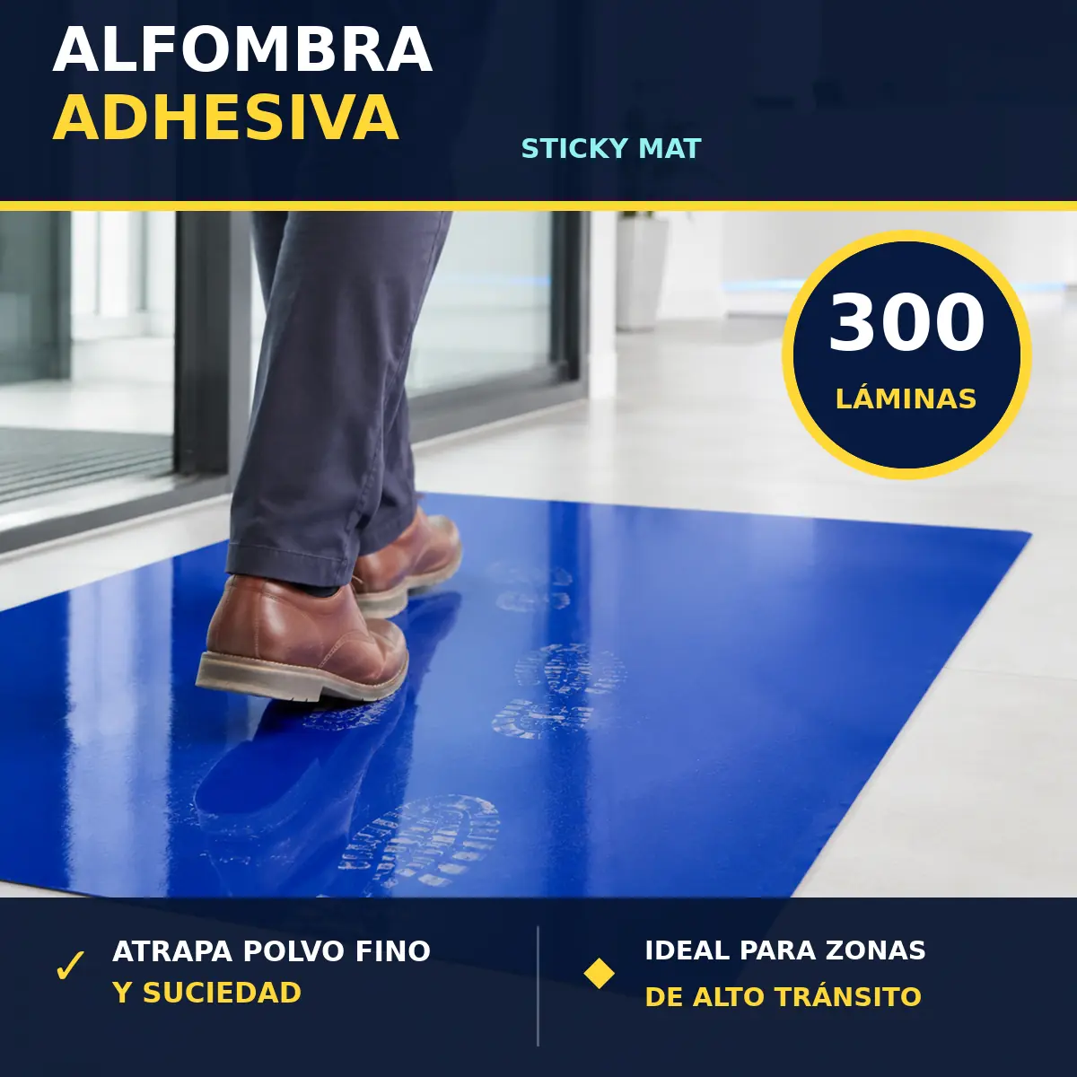 Caja master Sticky Mat con 300 láminas adhesivas para zonas de alto tránsito